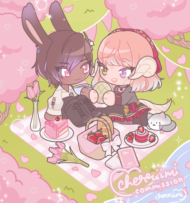 「animal ears strawberry shortcake」 illustration images(Latest)