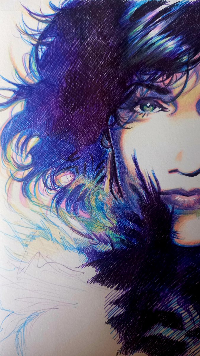 #Giorgia #ladradivento #portrait #animeportrait #WIP #pencils #coloredink #ink #cantante #italiansinger