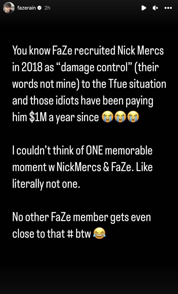 Dexerto's tweet photo. Rain has called out FaZe Clan for their recruitment of NickMercs and his alleged salary https://t.co/OeOrK6nG0z