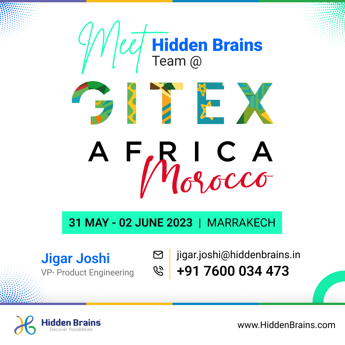 Join the Hidden Brains team at GITEX Africa as we discuss the boundless opportunities that arise from leveraging emerging technologies to create a sustainable digital world. 

#GITEXAFRICA #GITEXGLOBAL #Africa #AfricaTech #StartupAfrica #Marrakech #Morocco #Tech #DigitalEconomy
