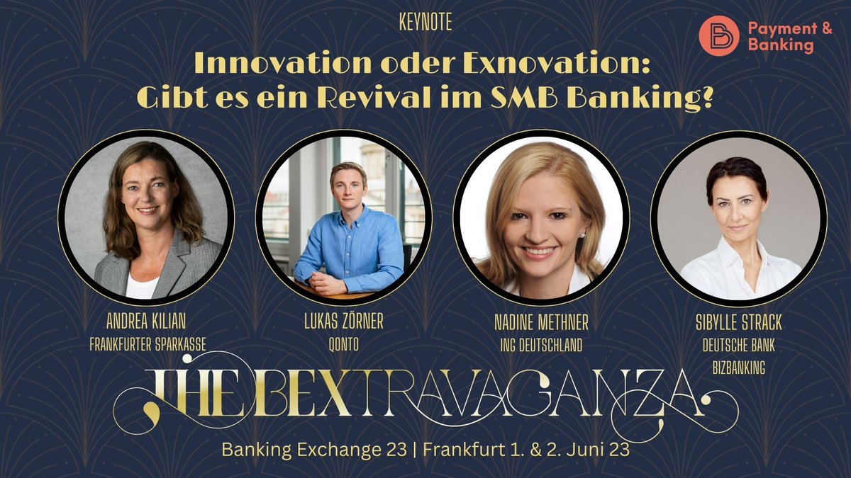 Innovation oder Exnovation: Gibt es ein Revival im #SMB #Banking?

Das diskutieren nächste Woche Lukas Zörner, Nadine Methner, Andrea Kilian und Sibylle Strack auf der #BEX23.

Tickets und Infos: banking-exchange.de