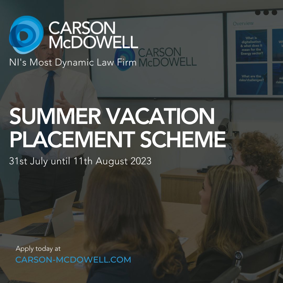 We are pleased to offer a Summer Vacation Placement Scheme this year from 31st July - 11th August. This is an opportunity for law graduates and those entering the final year of study of a qualifying law degree to gain insight. Learn more & apply here: bit.ly/43c3jrQ