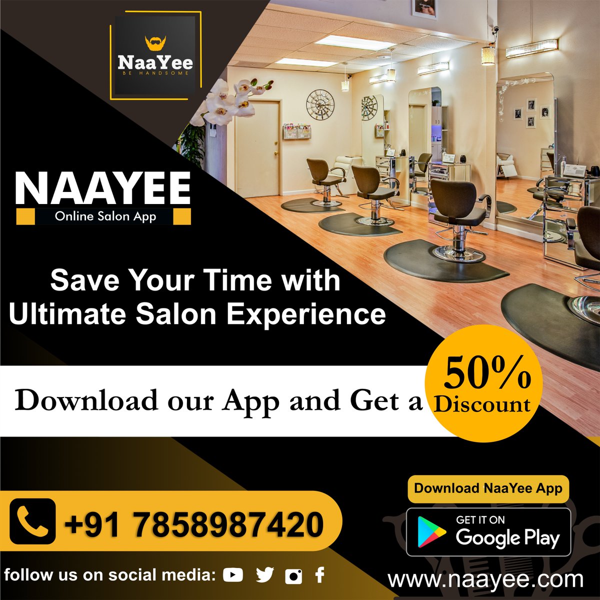 NaaYee786's tweet photo. The Exclusive online Men's Salon in your town #Ranchi is acquainted with world-class tools and professionals for stunning looks.

NaaYee - India's First Online Salon Booking App.
And it's free.

Visit- https://t.co/8yvl6y5g5E https://t.co/y4TtsBvuxP