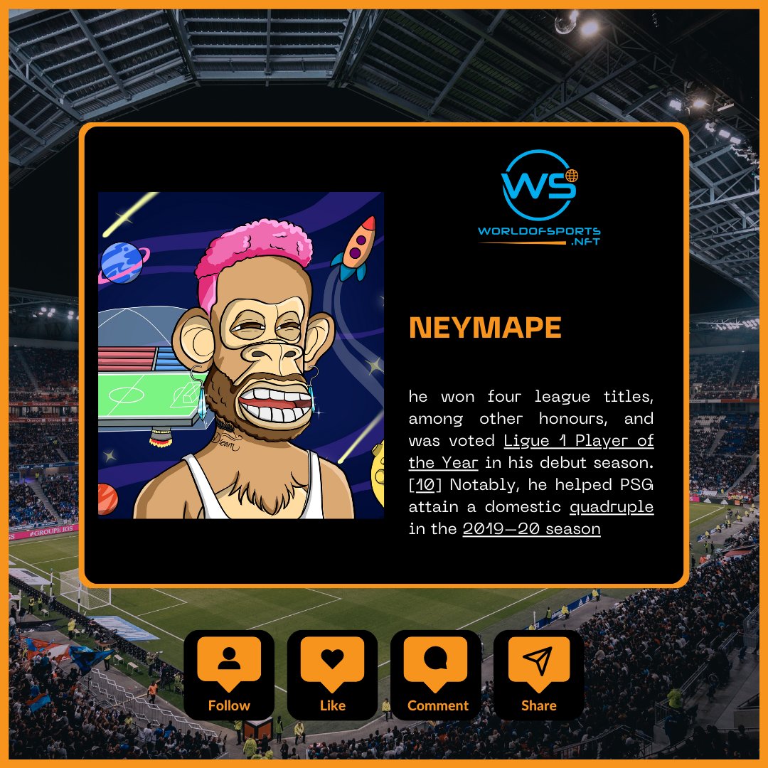 Wofsports_nft's tweet photo. He Won Four League Titles, Among Other Honours, And Was Voted Ligue 1 Player Of The Year In His Debut Season. Notably, He Helped PSG Attain A Domestic Quadruple In The 2019–20 Season.

🌟 Discover the transformative power of NFTs and take control of your digital assets today! Check out our website in the Bio and be ready to join our pre-sales when they become available. Don’t miss this opportunity to be part of our innovative and expressive community! Remember to enable notifications to stay up to date with our project. 🚀 

#neymar #nft #digitalart #Santosfc #nftartist #RealMadrid #nfl #football #france #NJR10 #soccerskills #nftcollection #blockchain #PSG #Domesticquadruple #pixelart #soccer #nftcommunity #england #premierleague #ParisSaintGermain #manchester