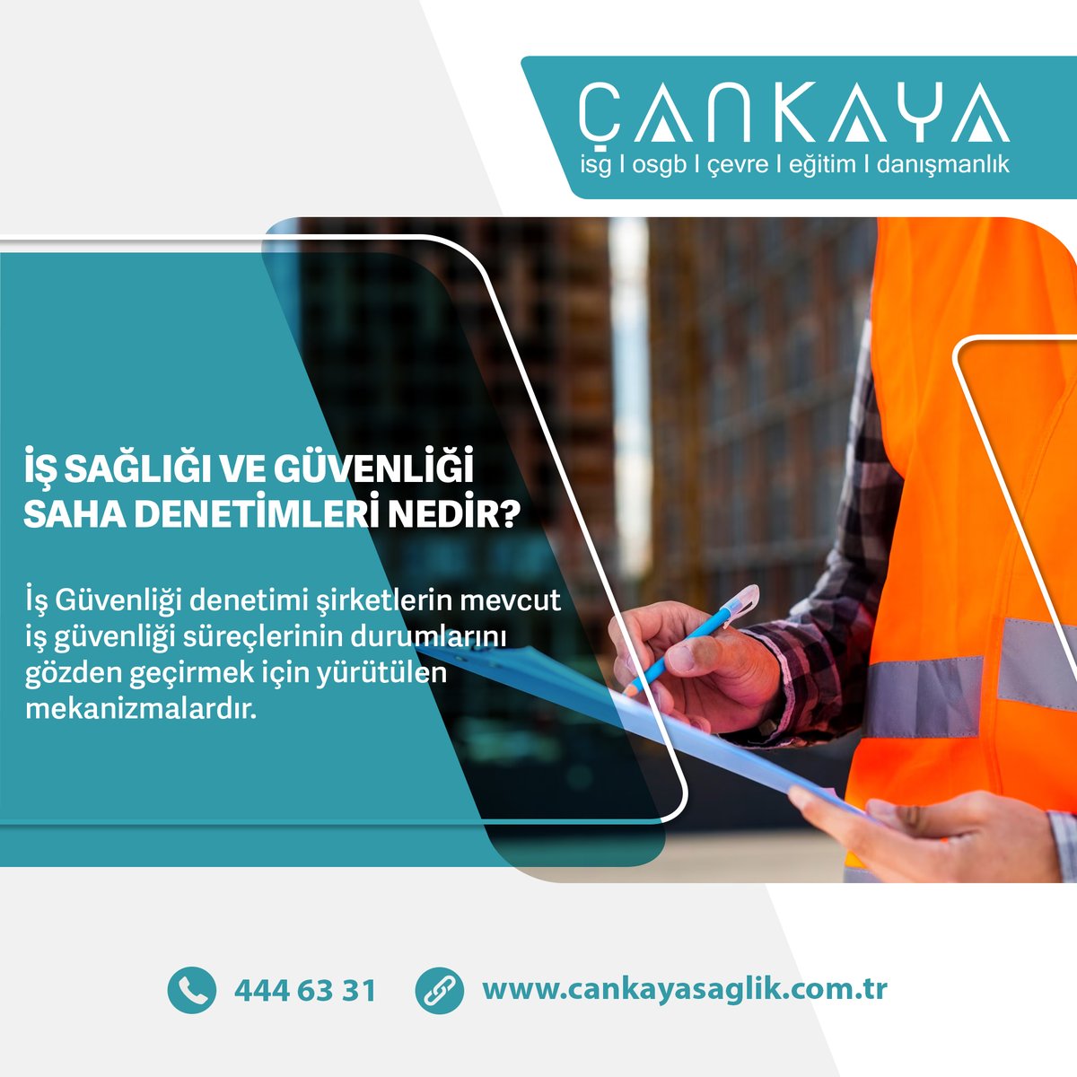 İş Sağlığı ve Güvenliği Saha Denetimi hizmetimizden yararlanmak için 444 6331 numaralı telefondan veya cankaya@cankayasaglik.com.tr e-posta adresinden ulaşabilirsiniz.

#çankayasağlık #işsağlığı #güvelik