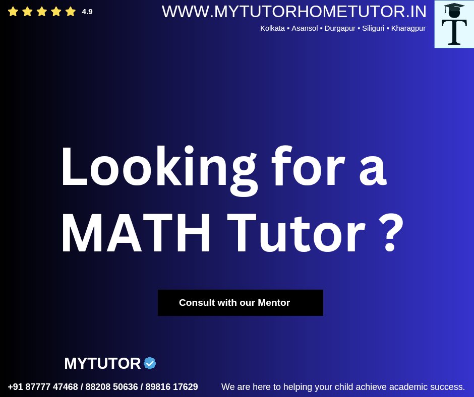 MyTutordotin's tweet image. We have a network of exceptional math tutors who are passionate about teaching and have a deep understanding of the subject. They possess extensive knowledge of math concepts and techniques to help students grasp even the most complex topics.

#hometutor #mytutorhometutor