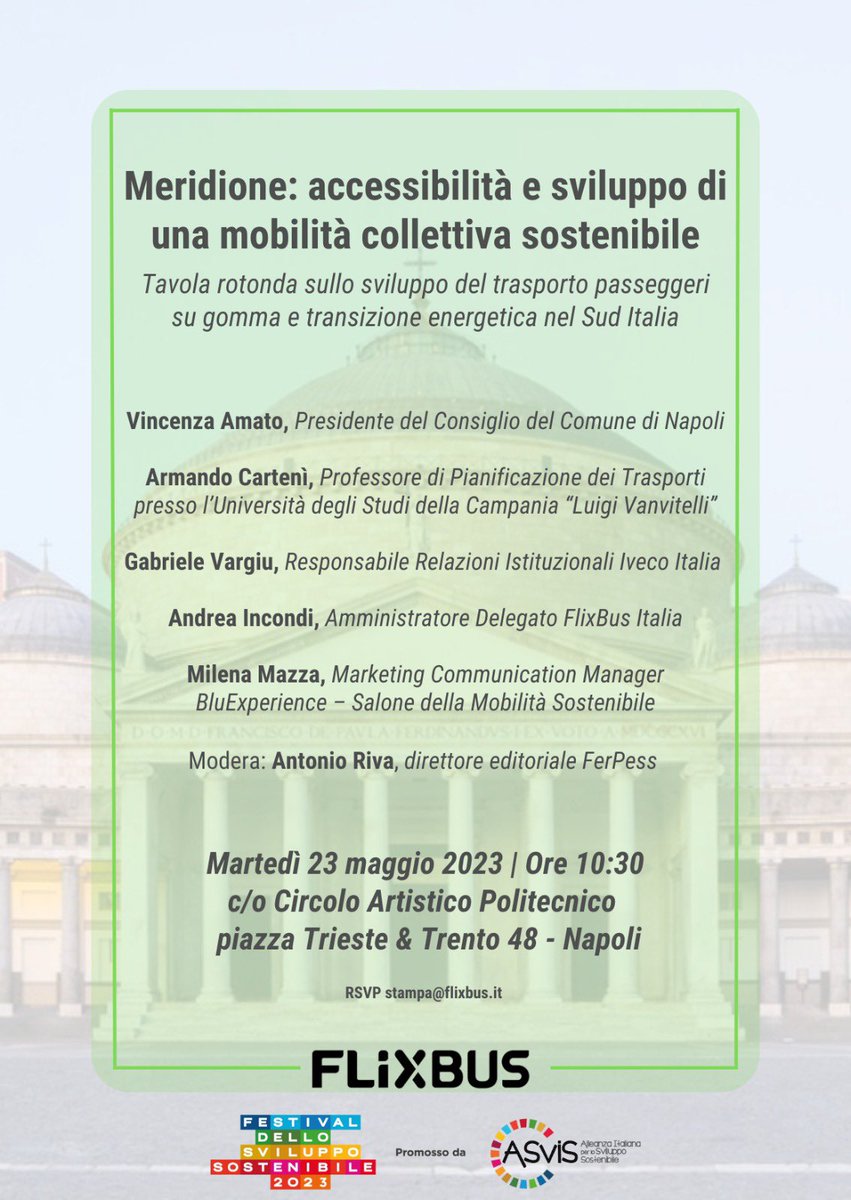 CaliseRoberto's tweet photo. Domani, martedì 23 maggio, al @musap_napoli con @Incondi di @FlixBus_IT, @gabriele_vargiu di @Iveco_Italy, @ArmandoCarteni di @unicampania e Enza Amato di @PDNapoli discutiamo di #trasporti e #mobilità #sostenibile https://t.co/gDrpXupI7k