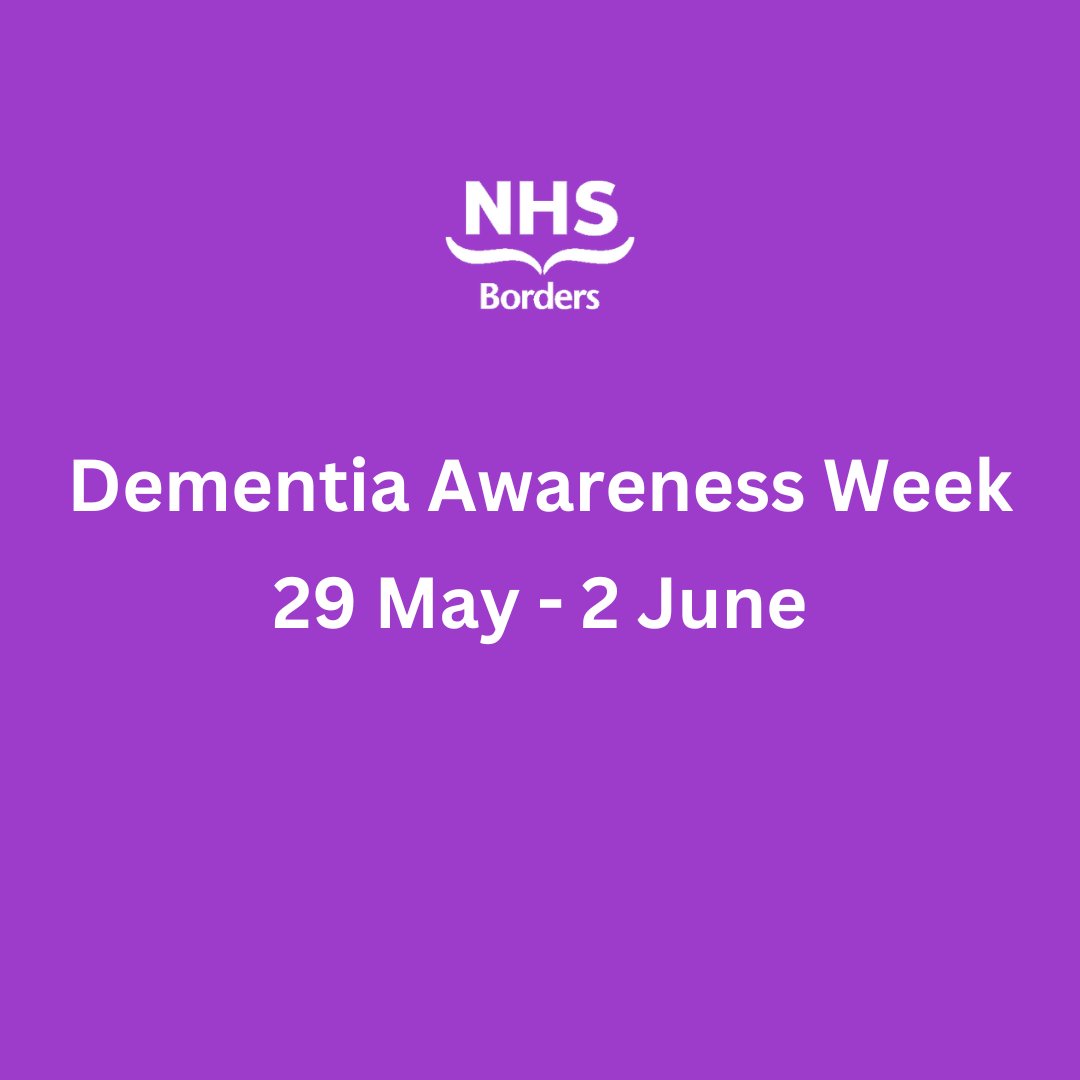 Next week (29 May - 2 June) is Dementia Awareness Week. Several events will be held across the Scottish Borders throughout the week to give people the chance to talk about dementia and reduce the stigma surrounding it. 👉 Find more details here: bit.ly/3q056Sz
