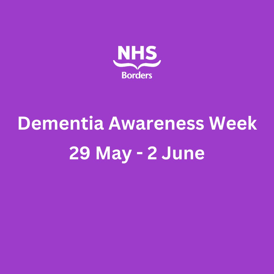 Next week (29 May - 2 June) is Dementia Awareness Week.

Several events will be held across the Scottish Borders throughout the week to give people the chance to talk about dementia and reduce the stigma surrounding it.

👉 Find more details here: bit.ly/3q056Sz