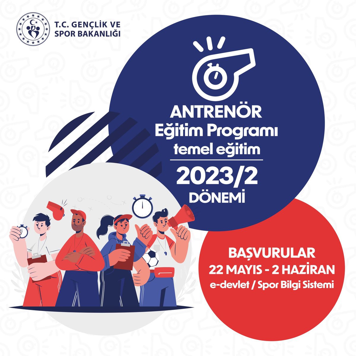 sukruyilmaz03's tweet photo. ANTRENÖR TEMEL EĞİTİM BAŞVURULARI BAŞLADI. 
2023/2 Antrenör temel eğitim başvuruları 22 Mayıs -02 Haziran 2023 tarihlerinde gerçekleşecektir. Detaylar⬇️⬇️⬇️            

https://t.co/b4bHKWGfXx https://t.co/5u8aIQfoBK