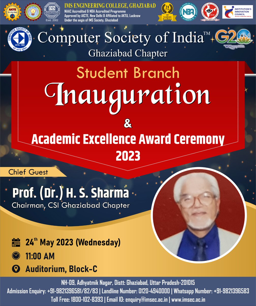 Student Branch of Computer Society of India ( Ghaziabad Chapter) will be inauguration & Certificate of Academic Excellence Award Ceremony 2023

imsec.ac.in/event/student-…

#imsec143 #college #aktu #btech #campus #admissionopen #AICTE #mca #mba #mbaadmission #placement #aktu_india