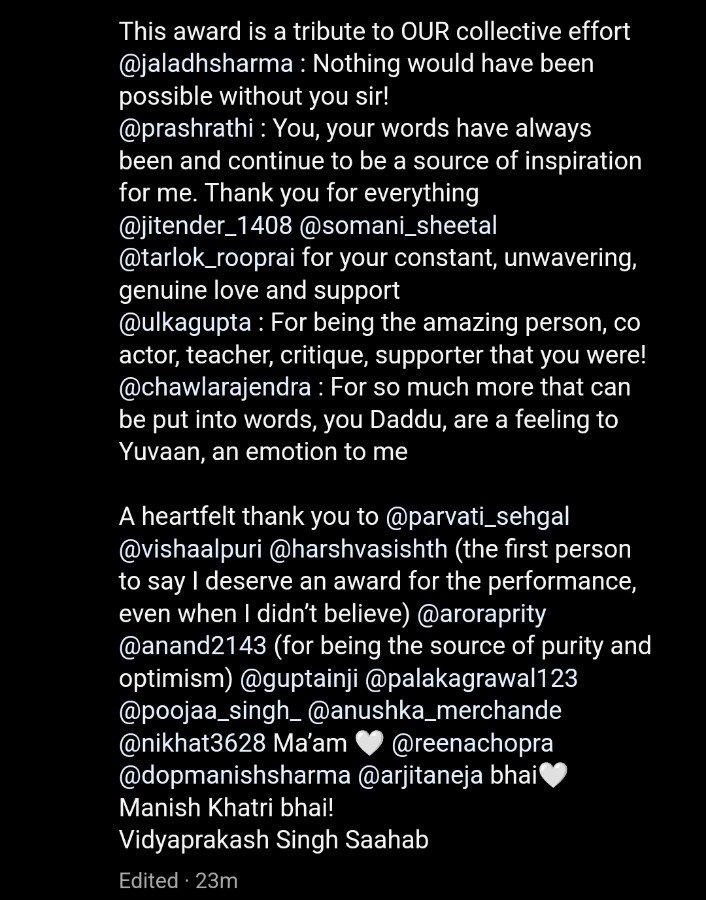 Mishti__doi's tweet photo. The way he is still so exited . Grounded and thankful for every little to big achievement.and legit mentioned everyone shows what tgat award meant for him
#prav https://t.co/sW76LiNITq