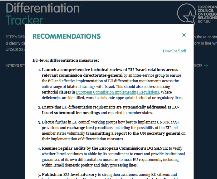 New addition to <a href="/ecfr/">ECFR</a>'s #DifferentiationTracker providing a comprehensive list of legal measures that the EU and European states can take against Israel's settlement project, including asset freezes and travel bans. ecfr.eu/special/differ…