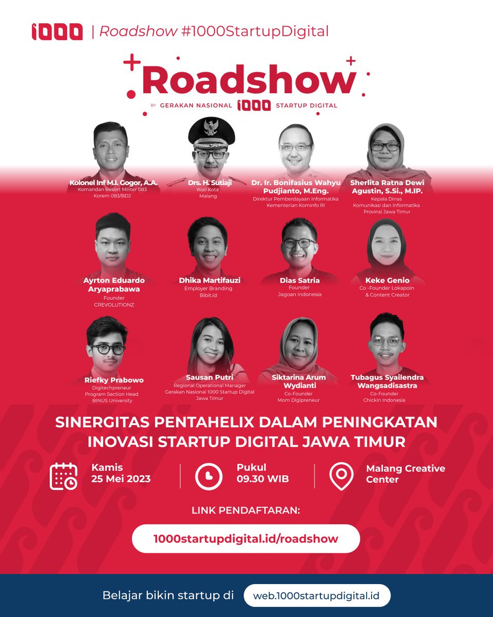1000startupID's tweet image. Hai, Jawa Timur!

Rangkaian Roadshow #1000StartupDigital kini hadir untuk kamu yang ingin bergerak menciptakan perubahan positif bagi daerahmu lewat inovasi digital.