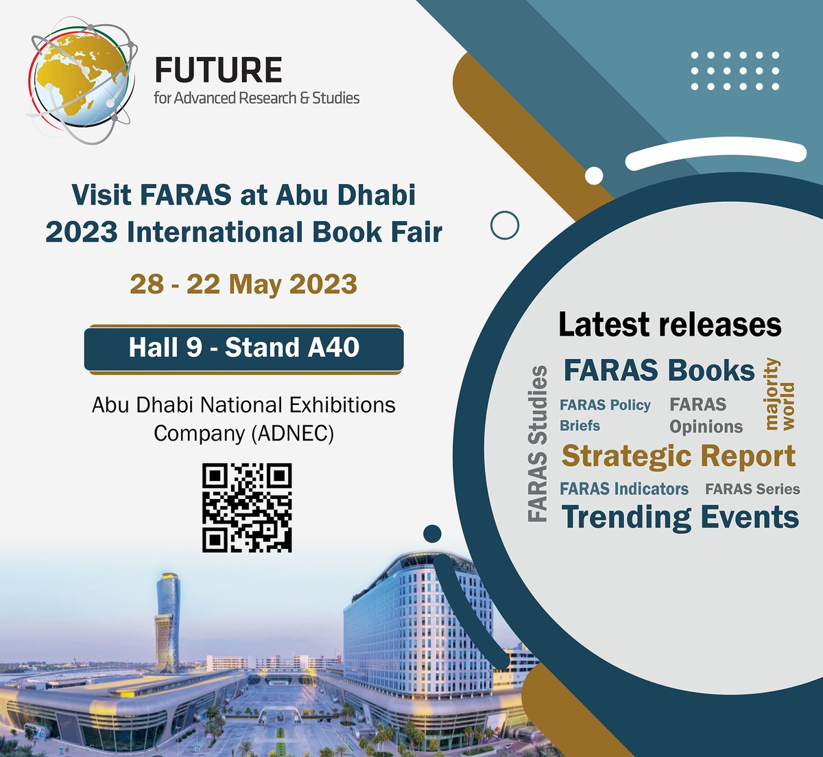 "Uncover the pulse of global affairs at the Abu Dhabi Book Fair!  Visit our booth to delve into the realm of geopolitics. Explore our latest releases, offering profound insights into international relations, diplomacy, and world-changing events.  #AbuDhabiBookFair