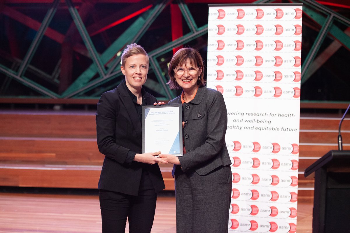 VicGovDH's tweet photo. Congratulations to Dr Emily Lelliott, from @ONJCRI, for winning the Basic Science Researcher award! https://t.co/9i0Tvg55G4
