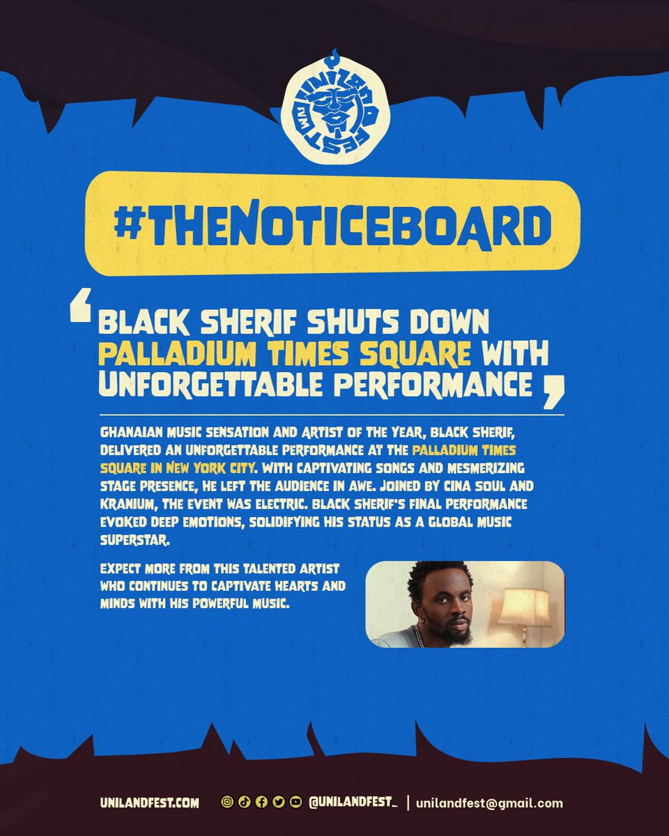 Unilandfest_'s tweet photo. An Unforgettable Night: Black Sherif Takes New York City by Storm at Palladium Times Square.

#unilandfest #thisisuni #uniland#unination #bustouniland https://t.co/RocXPp4xN5