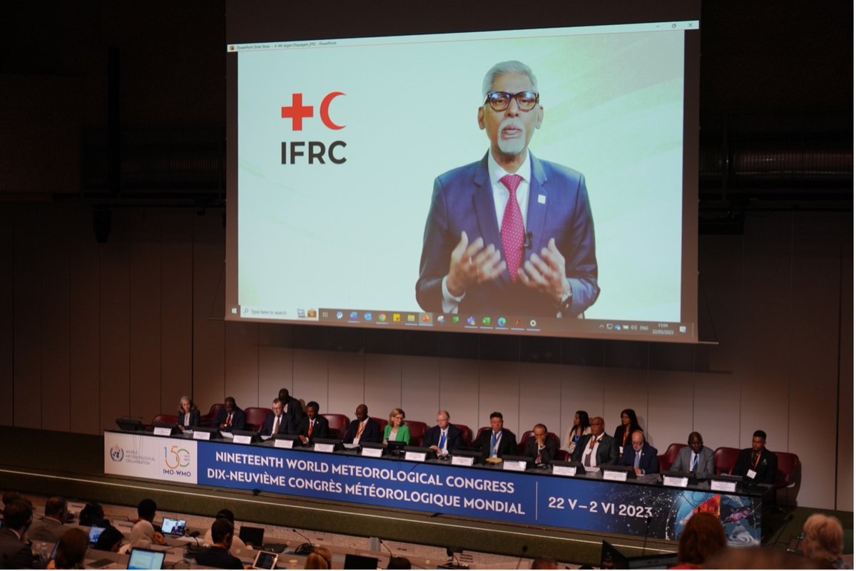 WMO's tweet photo. @jagan_chapagain: “Delivering #EarlyWarningsForAll can be the game changer to address the massive injustice of loss that communities face from the climate crisis.” #Meteoworld 

📹🔴https://t.co/oGkFMYl0Wn https://t.co/4rSMXhHnED