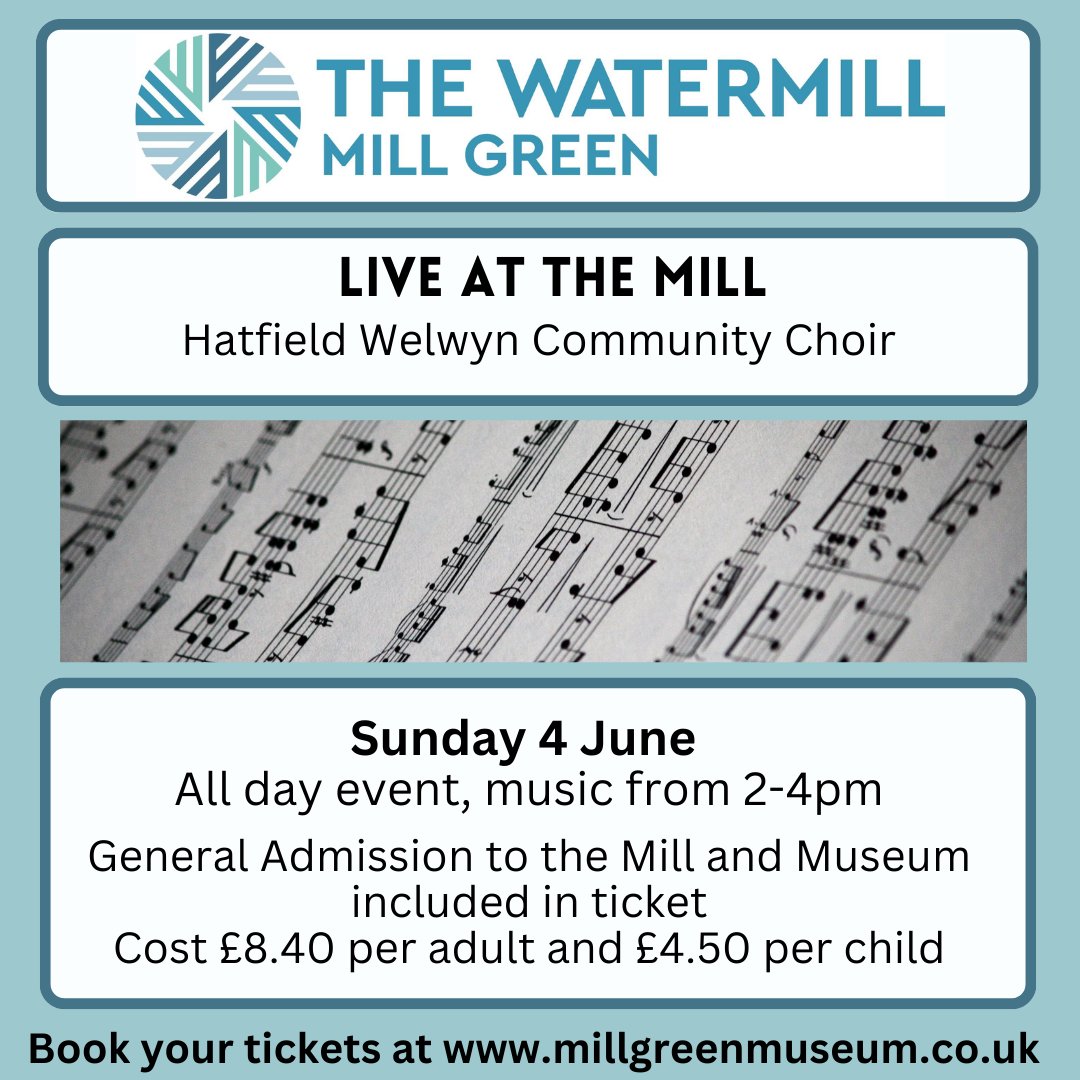 Join us for an afternoon with Hatfield and Welwyn Choir 🎶
Bring your own blanket or take a seat in the Miller's Kitchen and enjoy some light refreshments🍰
Live music is from 2-4pm with an intermission 🎵