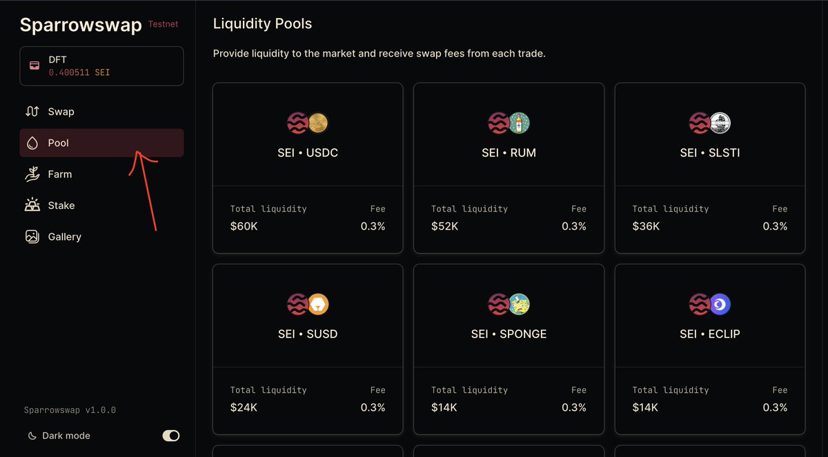 0xbrokinho's tweet photo. 3/ Liquidité :

▶️ Va dans "Pool" et choisis une Pool de liquidité parmi celles dispo

▶️ Clique sur "Add liquidity"

▶️ Ajoute le montant que tu veux pour les 2 tokens et confirme

Bien joué ✅

Dernière étape 👇 https://t.co/EHf0apqdw8