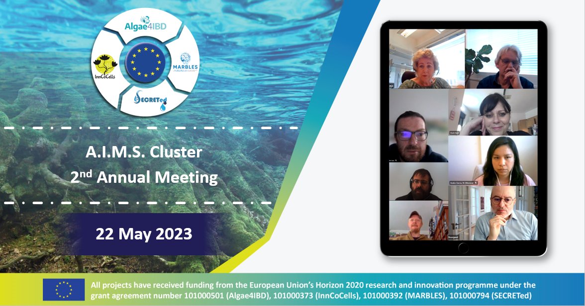 SecretedH's tweet photo. 😀 Today, 22 May 2023, the A.I.M.S. Cluster had its 2nd annual meeting❗ Projects involved: @Algae4IBD, @inncocells, @MARBLES_EU and @SecretedH Project H2020💧
🌐More info here 👉https://t.co/C2VcZ8pHpT

#EC #H2020 #AIMSCluster #SECRETed #MARBLES #InnCoCells #Algae4IBD https://t.co/hkXK5fQGEa
