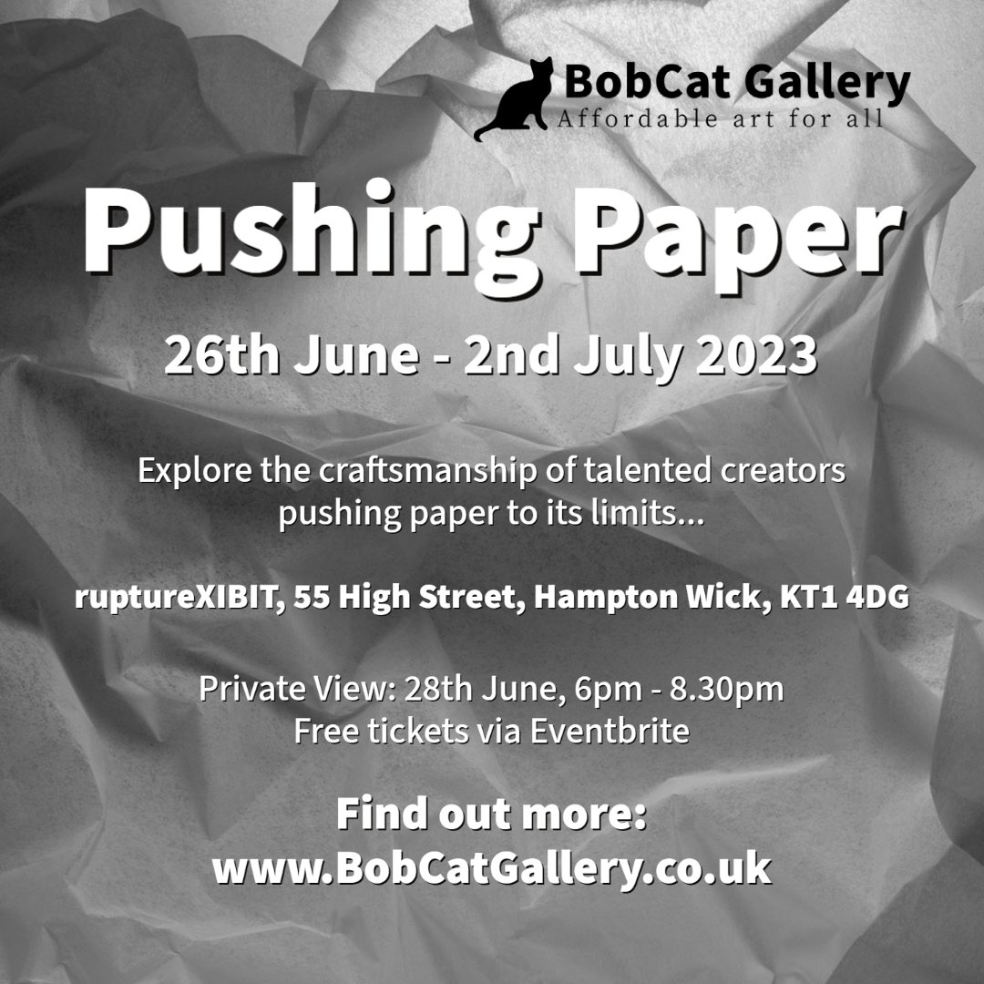artsrichmonduk's tweet photo. Online art retailer @BobCat_Gallery will be popping up in #HamptonWick this summer for a new exhibition at the RuptureXIBIT space called ‘Pushing Paper’. The show will run 26 June-2 July & will feature 20+ artists working with paper in innovative ways.
https://t.co/q9ic5Apzwy https://t.co/zlE0VCFcUH