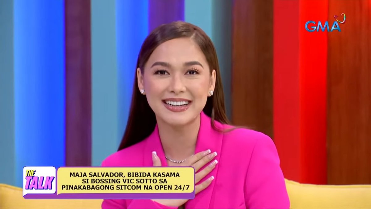 ShowbizBanter's tweet photo. "Hello mga Kapuso. Ako po si Maja Salvador." 

The actress introduced herself to all Kapusos today he had an intweview with Boy Abunda. They talked about her new GMA show, her personal life, struggles finding her dad and her role as a part owner of Crown Artist Management. https://t.co/bviaI8cD34