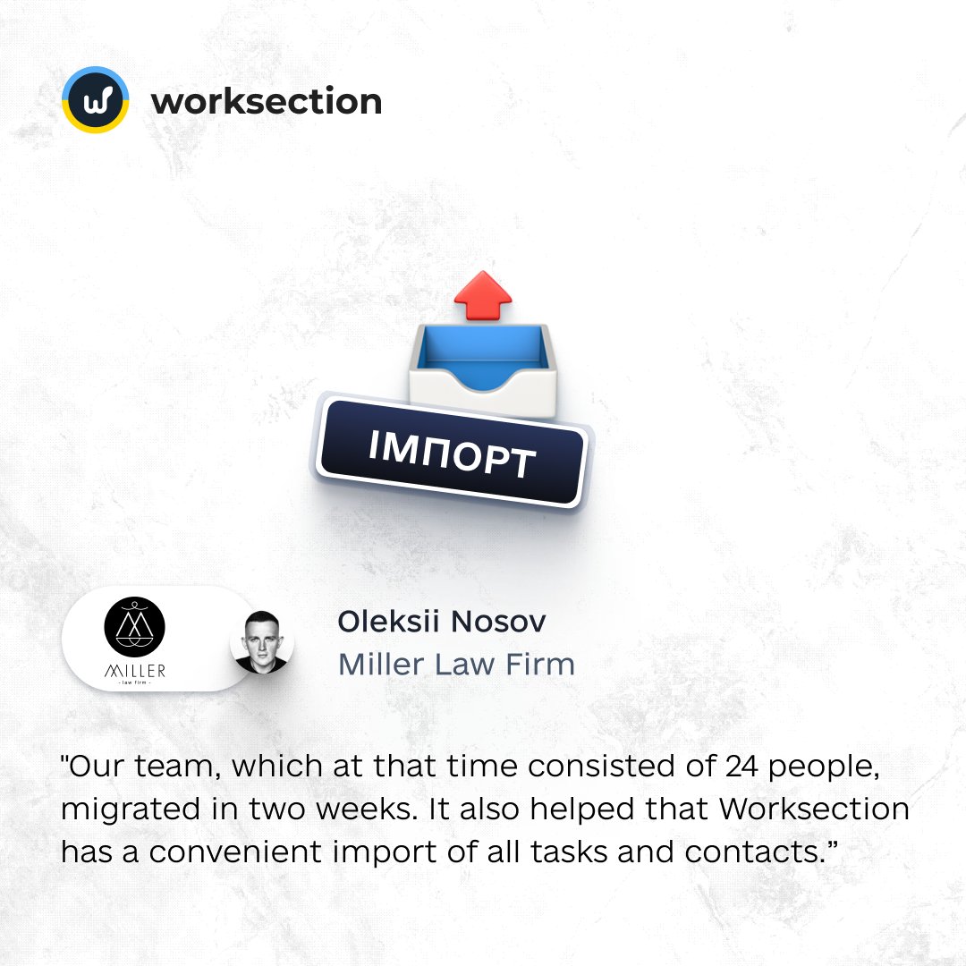 worksection's tweet image. Oleksii Nosov, a partner of the Miller Law Firm, told us about how his team migrated from Bitrix24, and also shared how Worksection helps them in work 🙌