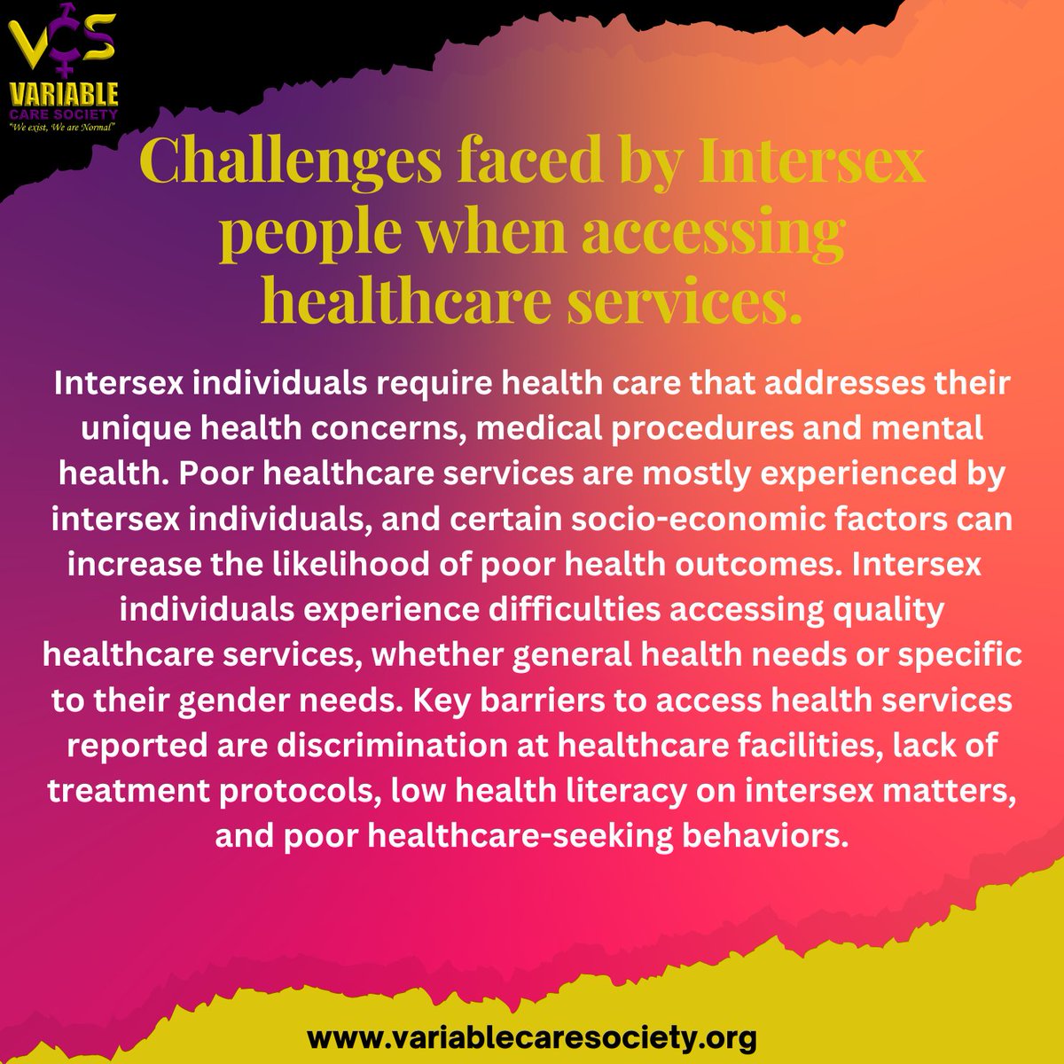 variablecare's tweet photo. Let's work together to remove these obstacles that intersex people encounter while trying to get healthcare services. 
#intersexrights 
#humanrights 
#intersex 
#weexist 
#wearenormal https://t.co/cAv4S7OFqv