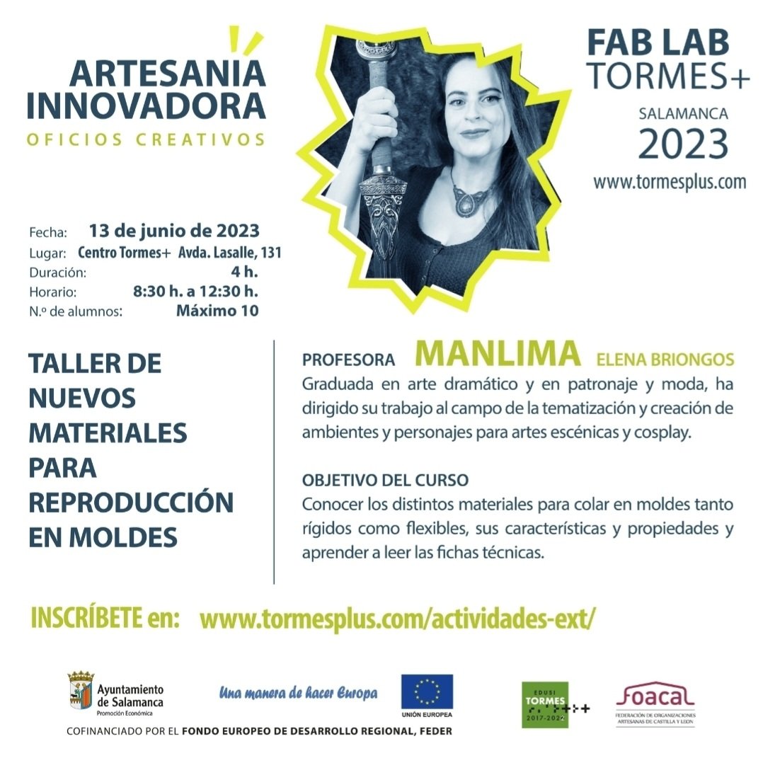 ManlimaCosplay's tweet photo. ¡Con mucha ilusión por los dos talleres que tengo en Salamanca en junio! ¡Nos vemos allí!
#artesania #foacal #moldes #resina #superconocimiento https://t.co/xLFm3VmIhC