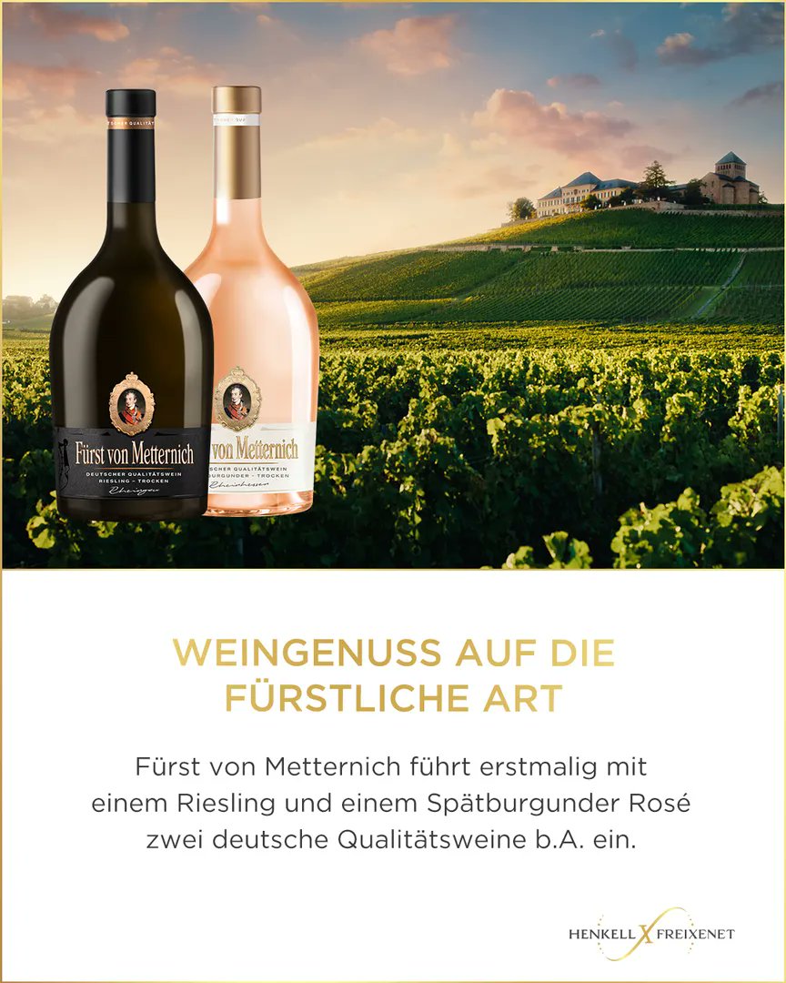 Ein Sekt ist immer so gut wie sein Wein – und ein Wein ist immer so gut wie seine Trauben. 
Nach diesem Motto kreierte Fürst von Metternich erstmalig zwei deutsche Qualitätsweine b.A..

Für mehr Information: henkell-freixenet.com/de/news/newsro…

#HenkellFreixenet #FürstvonMetternich