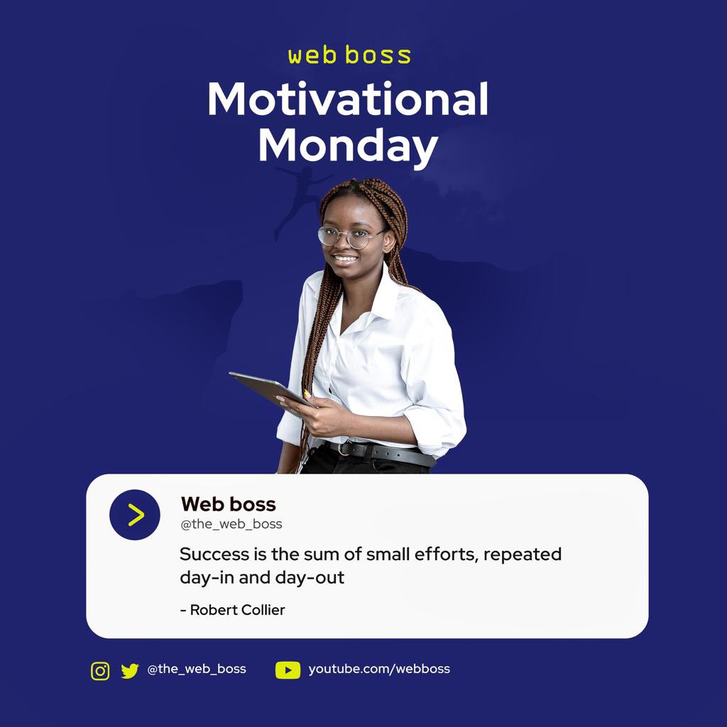 the_web_boss's tweet photo. Success doesn't happen overnight; it's the result of daily dedication and consistent effort. 

Embrace the power of small actions repeated day-in and day-out, for they hold the key to unlocking your dreams.

Cheers to an amazing week🥂

Don’t forget to build like a boss💪🏽 https://t.co/3AxxL7pN2j