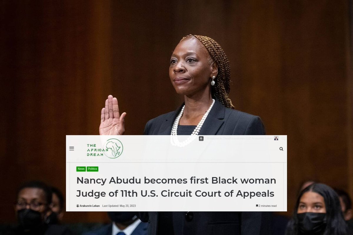 Nancy Abudu has become the first Black woman to serve on the 11th U.S. Circuit Court of Appeals, after she was confirmed by the U.S. Senate. She's also the first Black person appointed to handle Georgia cases

Read more: bit.ly/43bx2RR

#theafricandreamdotnet #nancyabudu