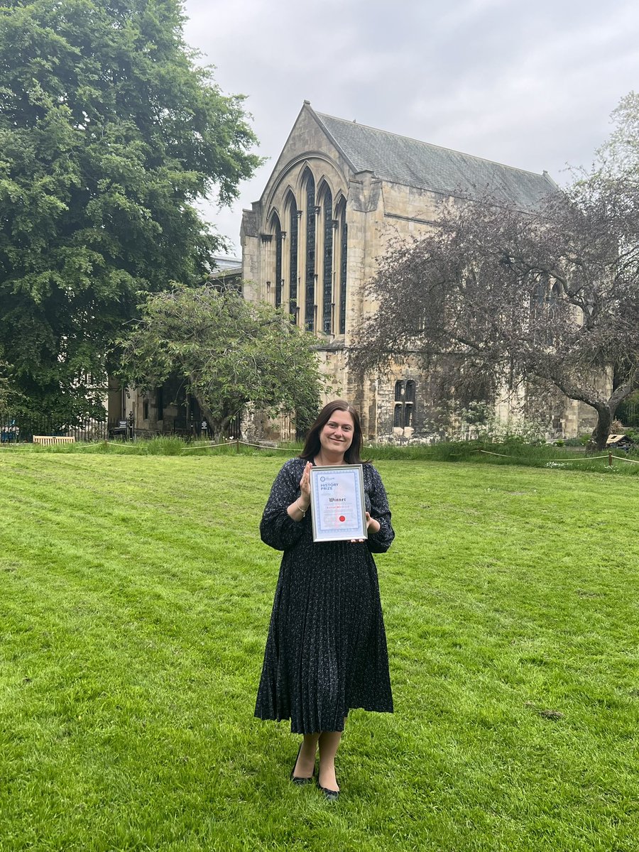 I’m really thrilled to have been awarded the Harry Gration History Prize by the <a href="/YorksSociety/">The Yorkshire Society</a> for my work on the royal jousts in York in 1400 ⚔️ thank you very much to the Society!

Second photo shows me on the site of the jousts, now in Deans Park behind the Minster.