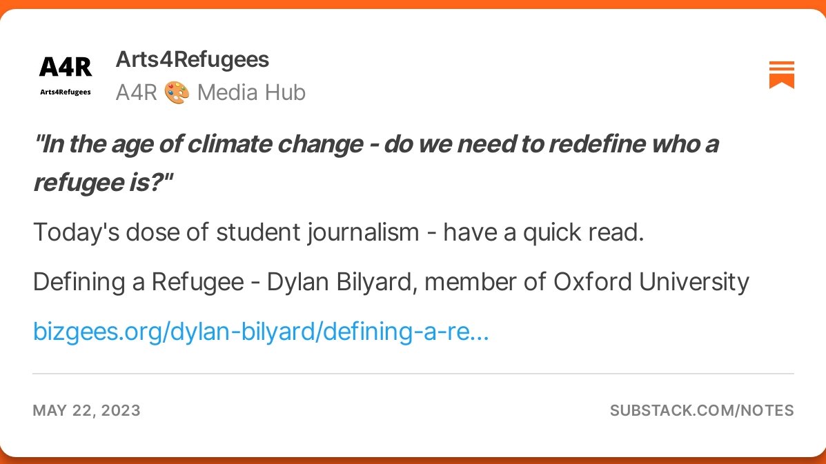 'In the age of climate change - do we need to redefine who a refugee is?'

Defining a Refugee - Dylan Bilyard, member #OxfordUniversity
bizgees.org/dylan-bilyard/…

Internship with @oxfordcareers

#flipthescript #Withrefugees #journalismstudent #journalist #climatechnage #journalism