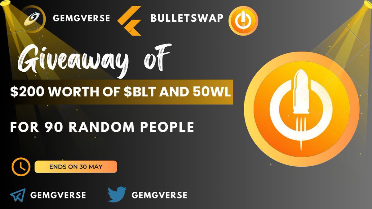 WEB3_Star's tweet photo. GemGverse X THE Ai CiTY

 🏆Prize Pool:- 200$ Worth of $ BLT (RANDOM 40 + RANDOM 50 WHITELIST)

To Enter:-  

✔️Follow @GemGverse &amp; @Bulletswap_DEX

✔️Like and RT 3 friends on Twitter Post 

✔️ Complete Gleam :- https://t.co/nDmiPGp3WL https://t.co/2eIOyfItli
