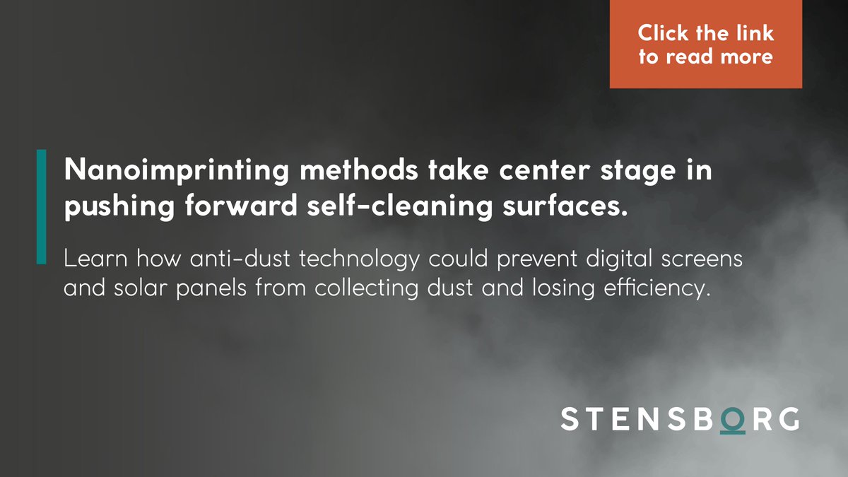 Stensborg's tweet image. #NanoimprintLithography is dust-proofing solar panels and digital screens!

By #NanoPatterning sharp structures into surfaces, researchers are  #Dustproofing many materials using only gravity, improving their efficiency over time.

Learn more here &amp;gt;&amp;gt; bit.ly/43A2BVN
#RNIL