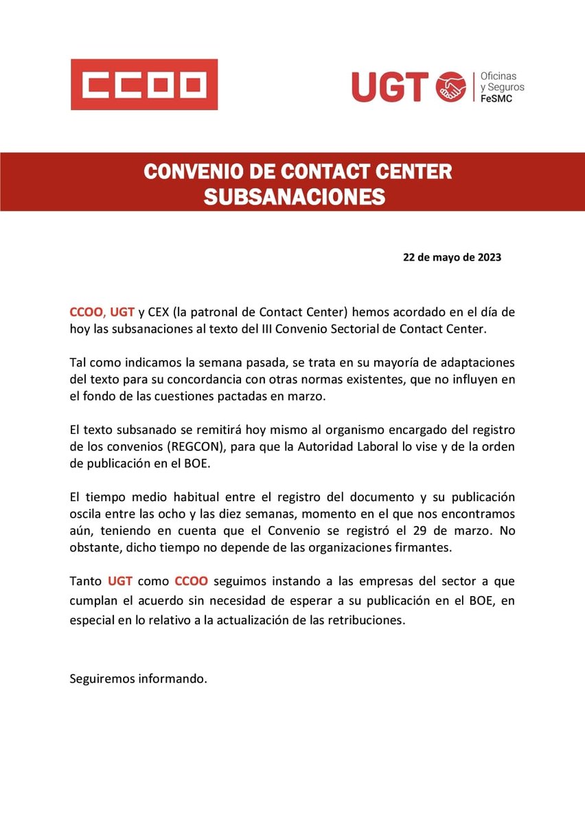 c_center_ccoo's tweet photo. 🆕Hoy se registran las subsanaciones requeridas por el REGCON.

#24AñosGenerandoDerechos https://t.co/SwNTdBFvgC