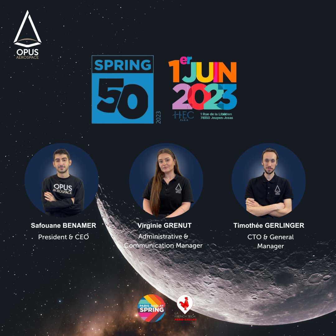 SPRING Paris-Saclay here we are!

Nous avons été sélectionné en tant que lauréat à SPRING Paris-Saclay 2023. Retrouvez-nous dans la catégorie New Space !

@ParisSaclay @HECParis 
#aerospace #spring50 #startup #newspace #ParisSaclaySPRING #deeptech #innovation #entreprenariat