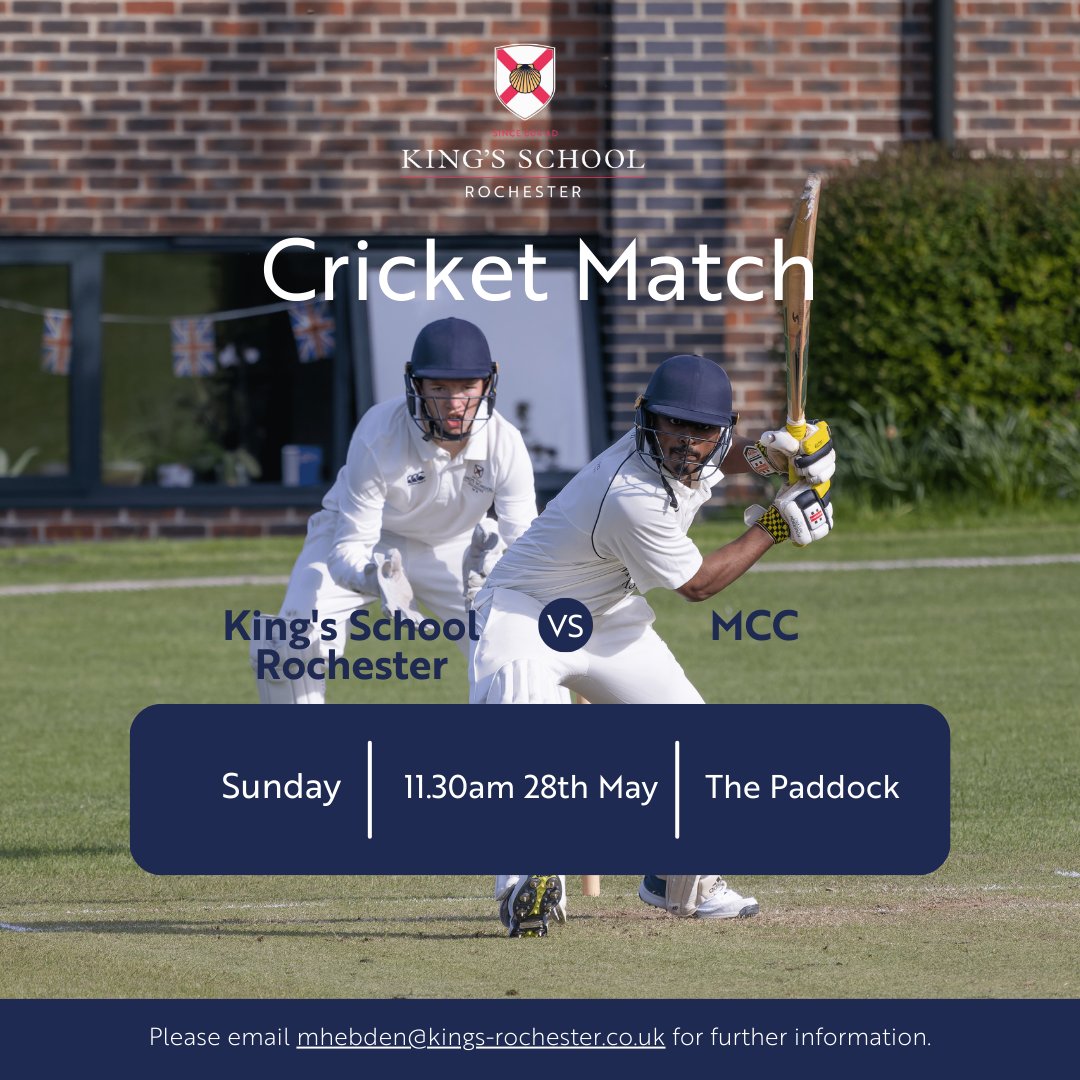 KingsSchoolRoch's tweet photo. For all the cricket fans out there, feel free to come along and watch - fingers crossed for sunshine! https://t.co/FDmWIY9E8C