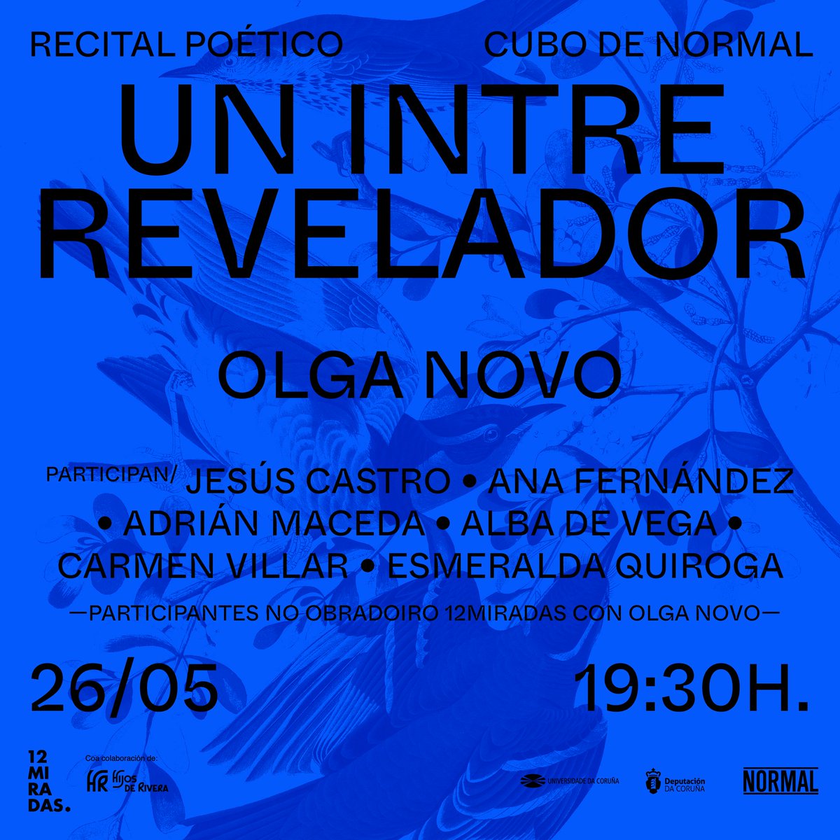 silcerino's tweet image. ▶ #UDC | Recital poético “Un intre revelador” con Olga Novo (Premio Nacional de Poesía 2020 co poemario Feliz Idade).

👉 No Cubo de Normal o venres 26 de maio ás 19.30 h.

➡ ift.tt/OXkeRMQ