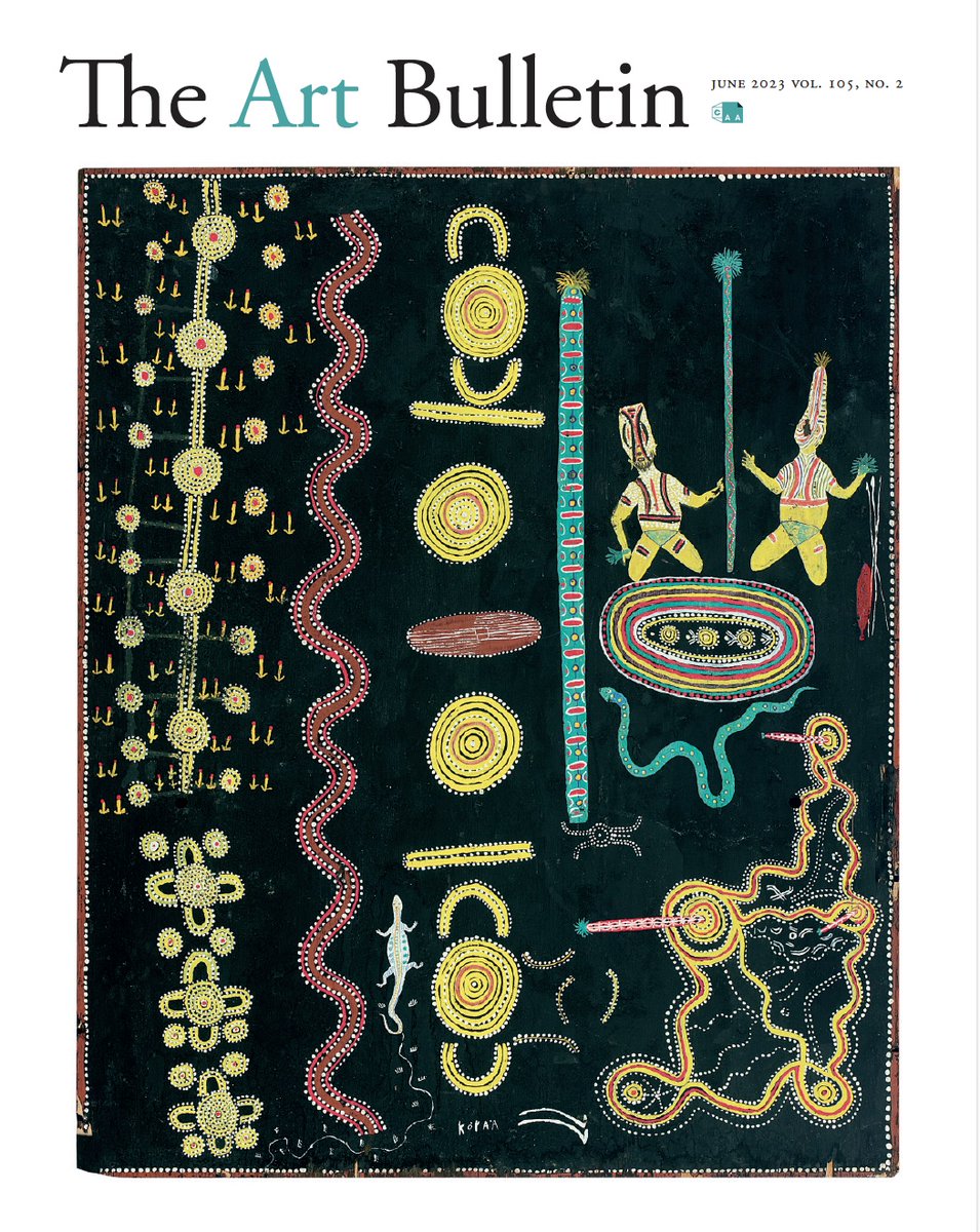 cander59's tweet photo. June issue of the Art Bulletin out soon. Don't miss Darren Jorgensen [University Western Australia] on 'New Histories of the Papunya Boards.' First essay on Aboriginal art in Australia in the AB, and the cover image! @caavisual @uwanews @ArtHistory_uoft https://t.co/WciugzWDyw