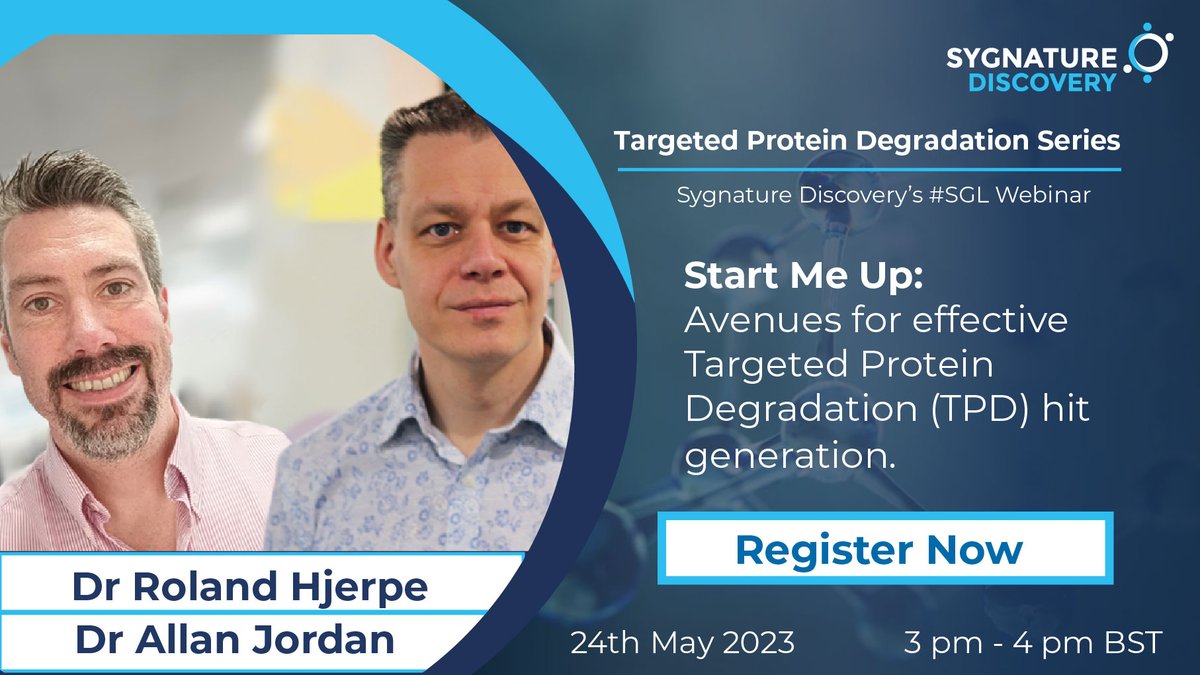 Join Dr Roland Hjerpe and Dr Allan Jordan as they discuss hit generation and profiling strategies for targeted protein degradation (TPD) projects at a premium CRO. Don't miss this insightful webinar! Register now: lnkd.in/evhhqKCQ #TPD #SGL #degraders #drugdiscovery