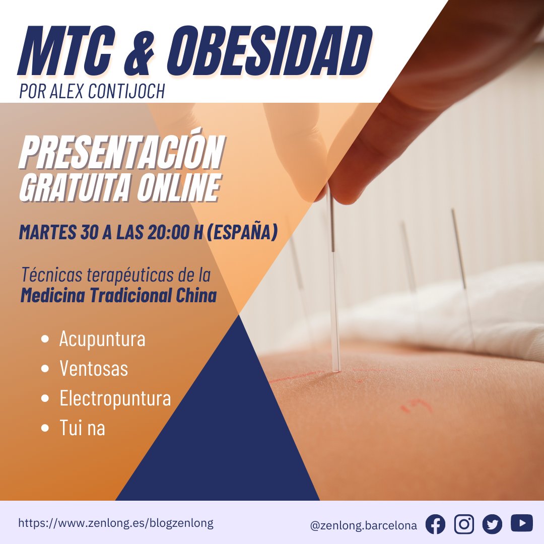 ZenLongBB's tweet photo. Martes 30 de mayo presentamos el curso MTC y Obesidad para profesionales de la salud. Aprende como tratar la obesidad con MTC en esta presentación a cargo de Alex Contejoch

Inscripciones aquí: https://t.co/UZWdVwjEBd

#formacionzenlong 
#acupuntura 
#mtc https://t.co/zZbcNx2U47