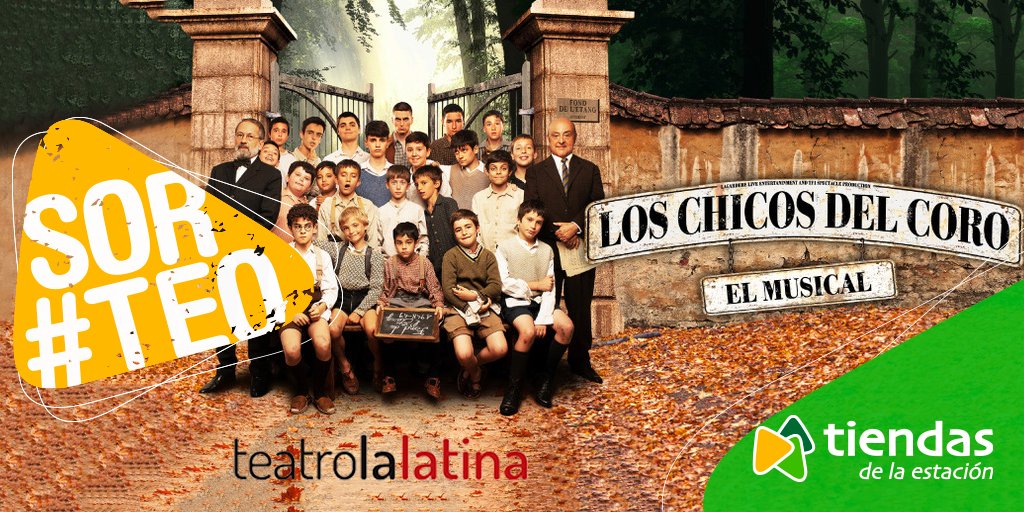 tiendasestacion's tweet photo. Disfruta de “Los Chicos del Coro” El Musical con #tiendasdelaestación 🎶 

Participa y gana una de las 10 entradas dobles que sorteamos para la función del 4/06 a las 20h en el @TeatroLaLatina de Madrid👏🏻 

➡ Síguenos 
➡ Haz RT a esta publicación
➡ Menciona a un amigo https://t.co/WTxCnQJKq8