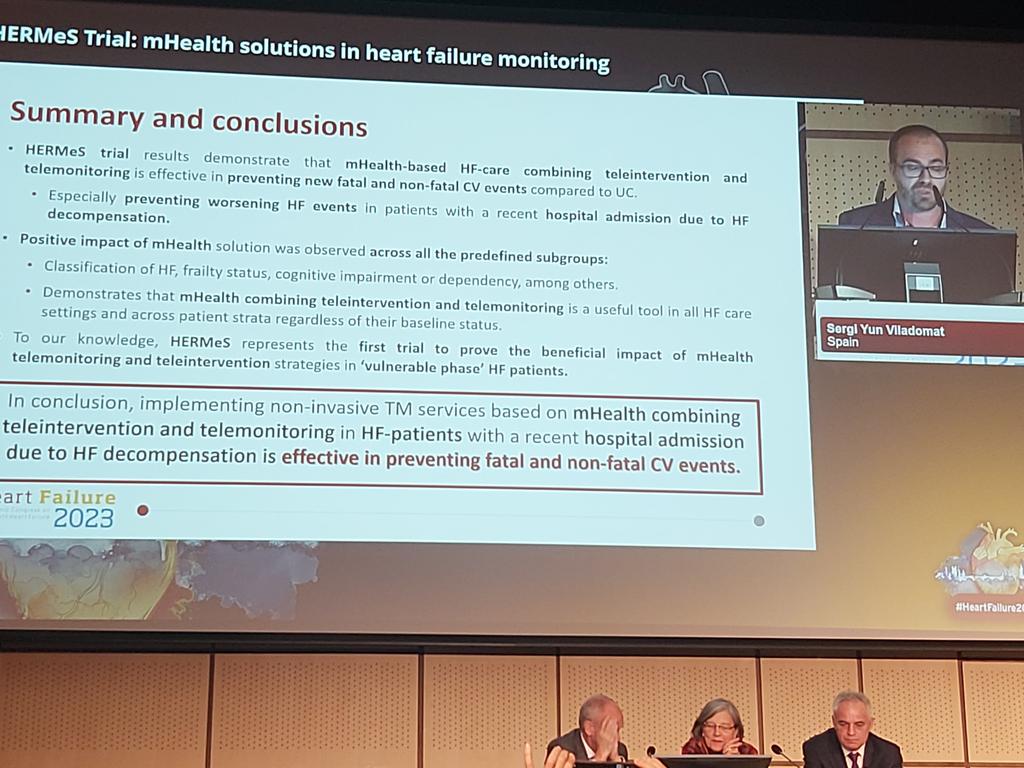 Gran <a href="/sergi_yun/">Sergi Yun</a> presentando los extrordinarios resultados de estuido HERMES liderado por  <a href="/JosepComin/">Josep Comin Colet</a> <a href="/hbellvitge/">Hospital Universitari Bellvitge | HUB</a> con <a href="/MartaCoboMarcos/">Marta Cobo Marcos</a> <a href="/yulnunezvill/">Julio</a> <a href="/paullaceriborra/">Pau Llàcer</a> <a href="/alvarogfranco/">Alvaro Glez Franco</a> <a href="/marlucale37/">Garcia Pinilla</a> <a href="/cistatin/">JLMorales</a> y muchos mas..Debera estar guias <a href="/IcyfaSemi/">@ICyFA-SEMI</a> <a href="/secardiologia/">Soc Esp Cardiología</a>