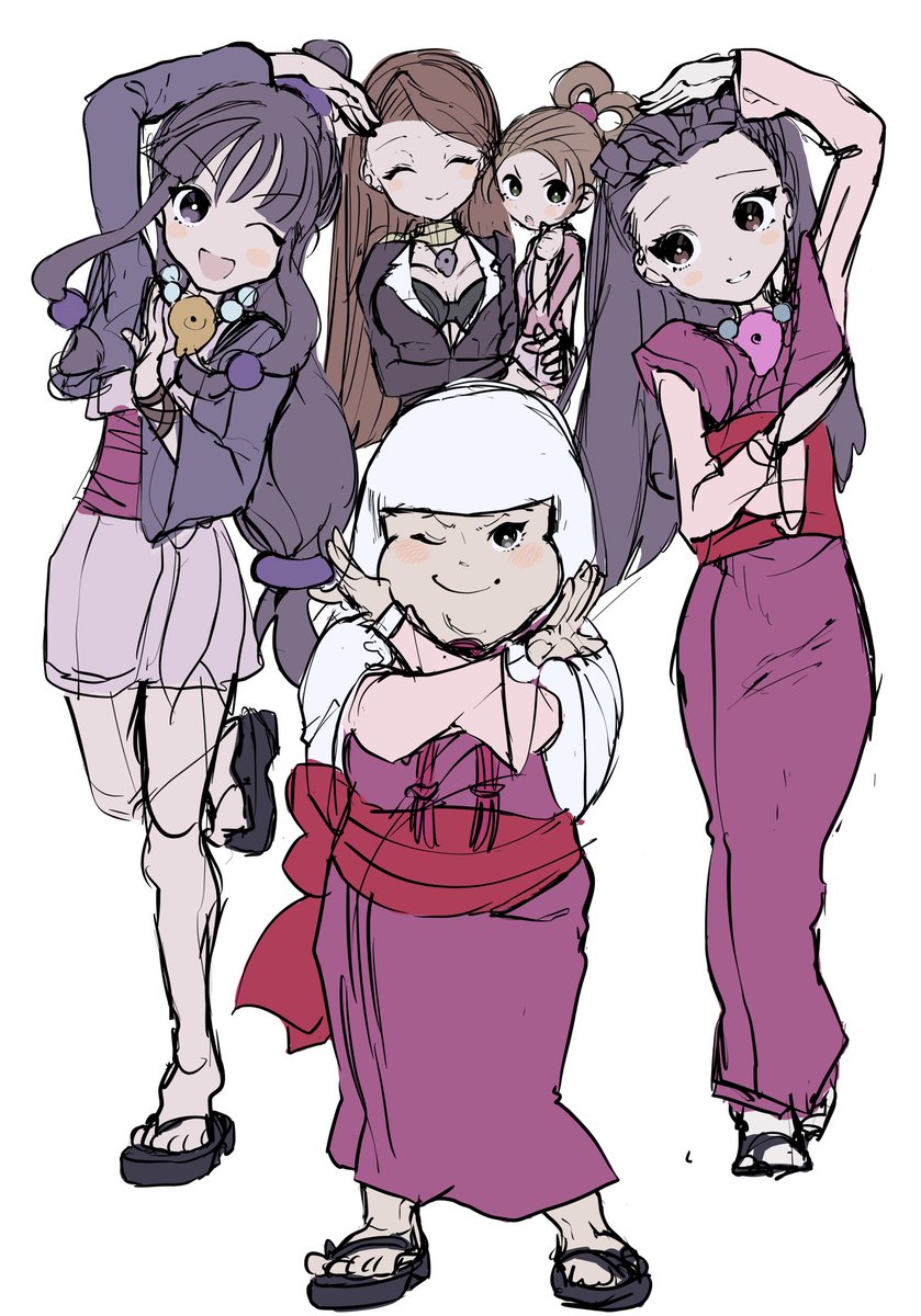 綾里家集合ラフ
#逆転裁判 #AceAttorney #illusrtationart