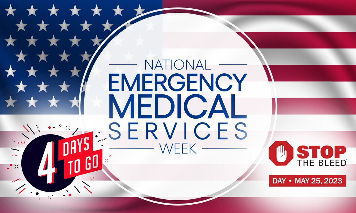 Stopthebleedcoa's tweet photo. Today starts National #EMS Week + 4 days to STOP THE BLEED® Day! #EMTs #Paramedics +#firstresponders are the backbone of #stopthebleed teaching everyone to stop traumatic bleeding. Thank them for their service! Visit https://t.co/312WJhl8HG #savealife #wouldyouknow #raiseyourhand https://t.co/ESja3g335a