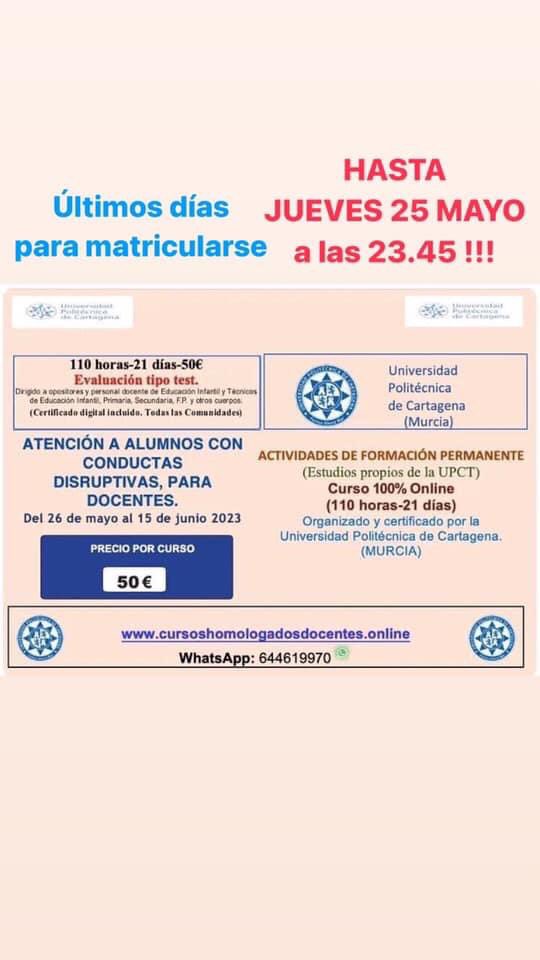 Preinscripción:
forms.gle/eWfecEgaBaSxtr…
Telf información:  644619970