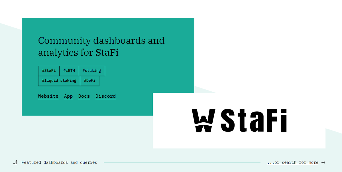 StaFi_Protocol's tweet photo. StaFi's project page has gone live on @DuneAnalytics, with an initial listing of $rETH and $rMATIC data.
Access the latest dashboards and data for StaFi #rTokens with data such as tokenomics & active validators, all from a single page.
🔍Explore: https://t.co/CluM19qmVh https://t.co/pSengKhiBV